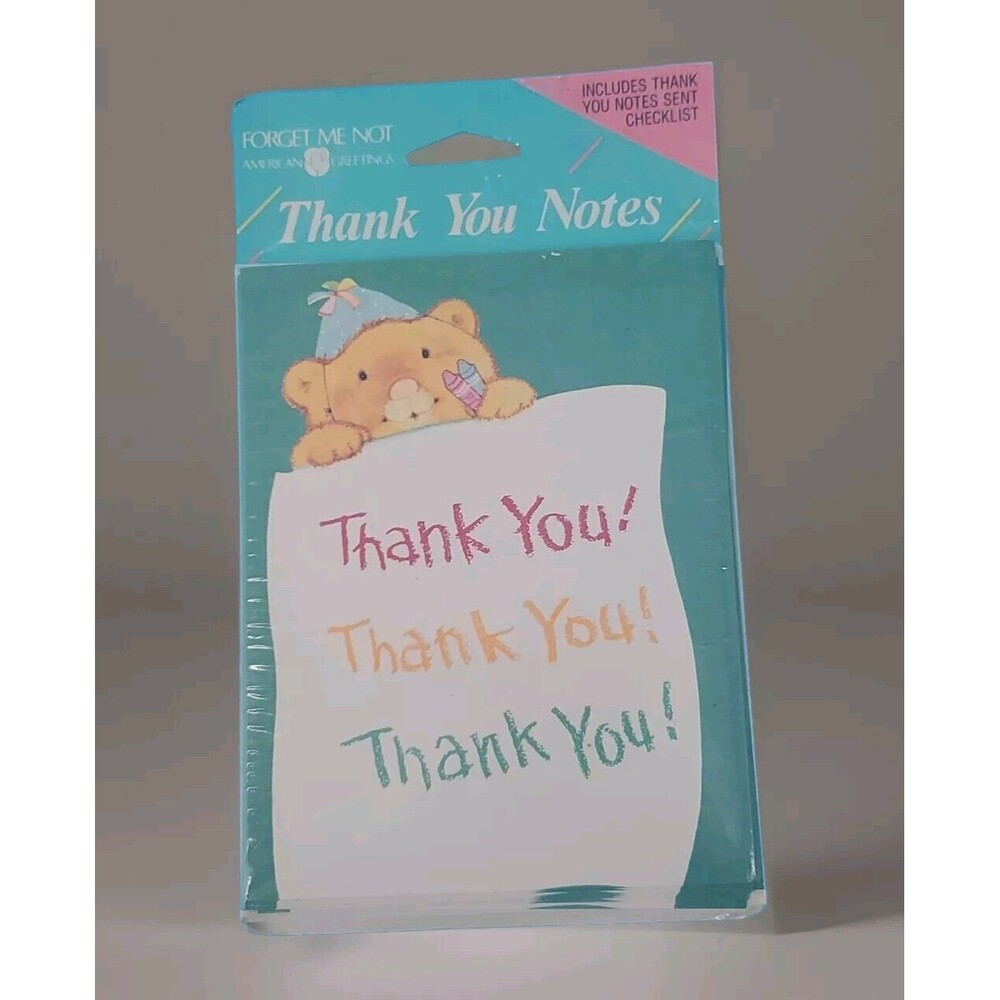 Thank You Note Cards Teddy Bear Forget Me Not American Greetings Pack Of 8